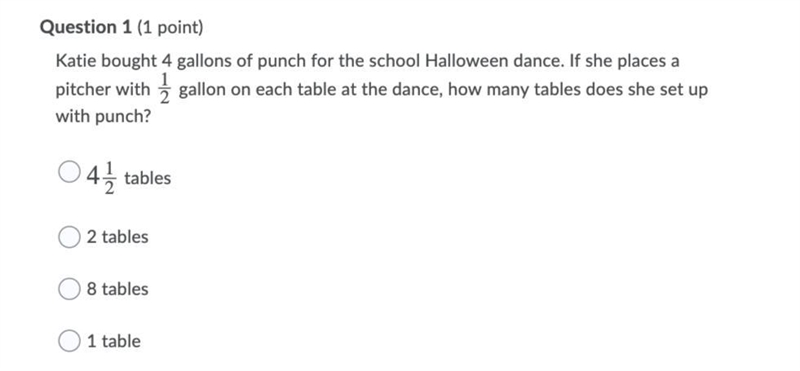 Katie bought 4 gallons of punch for the school Halloween dance. If she places a pitcher-example-1