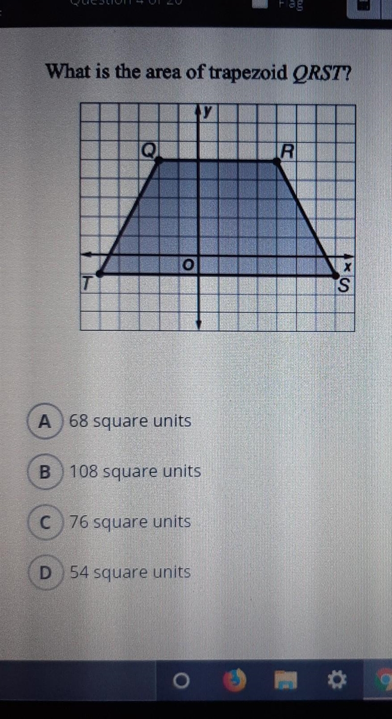 What is the area of trapezoid QRST? ​-example-1