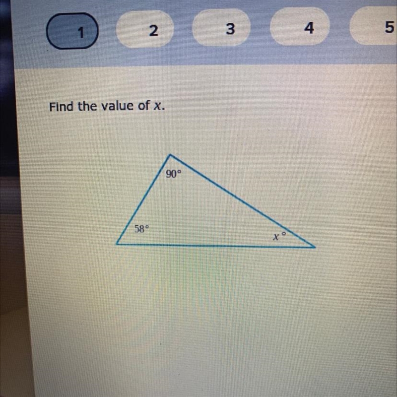 Find the value of x. 90° 58° X help plz-example-1