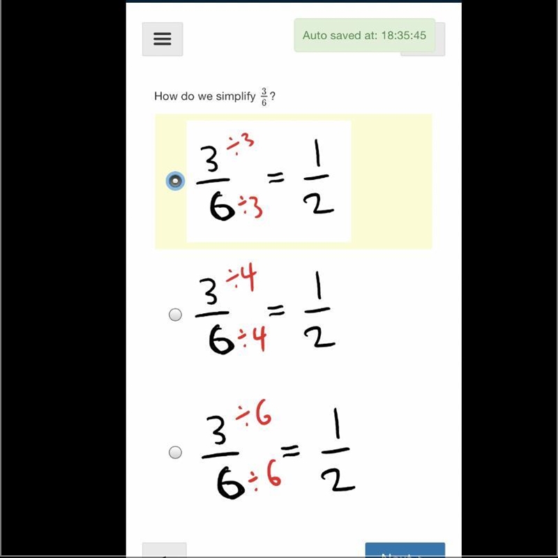 How do we simplify 3/6-example-1