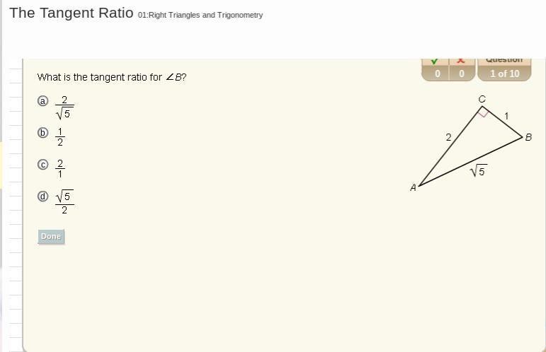 What is the tangent ratio of side b-example-1