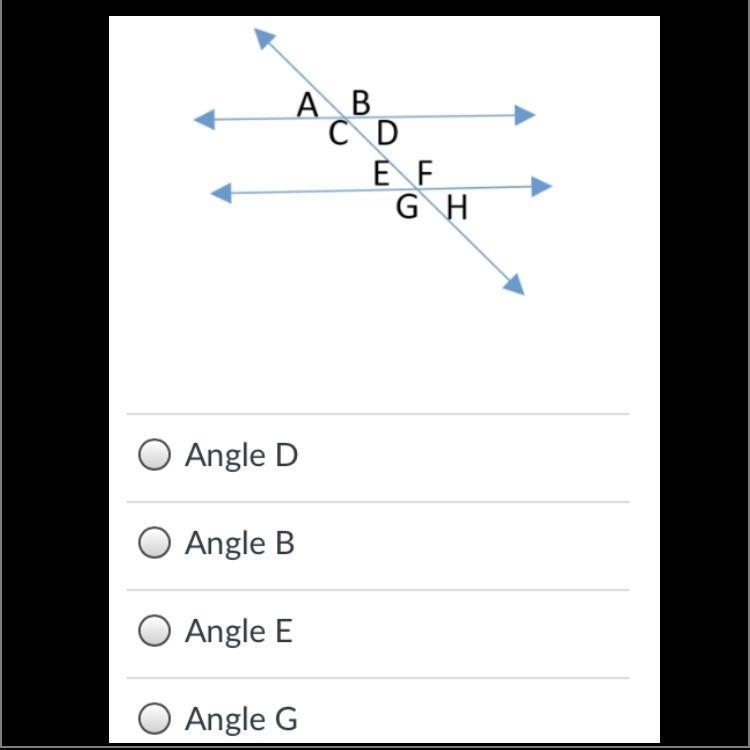 Which angle corresponds to angle a?-example-1