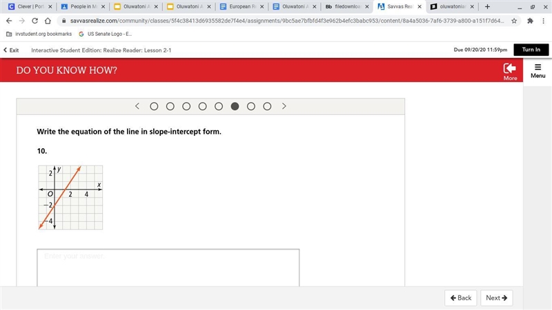 Write the equation of the line in slope-intercept form.-example-1