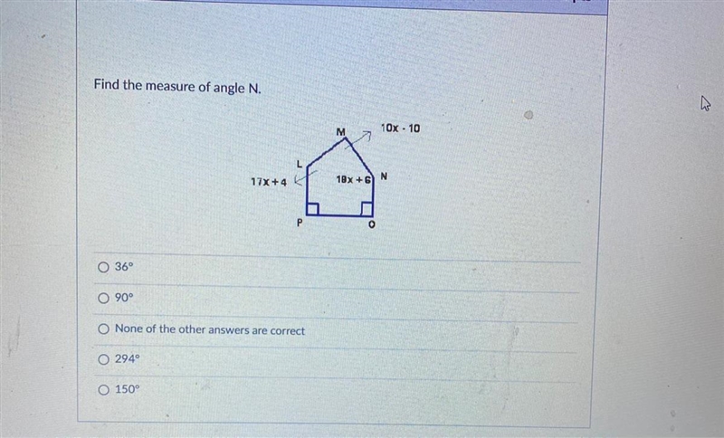 Find the measure of angle N.-example-1