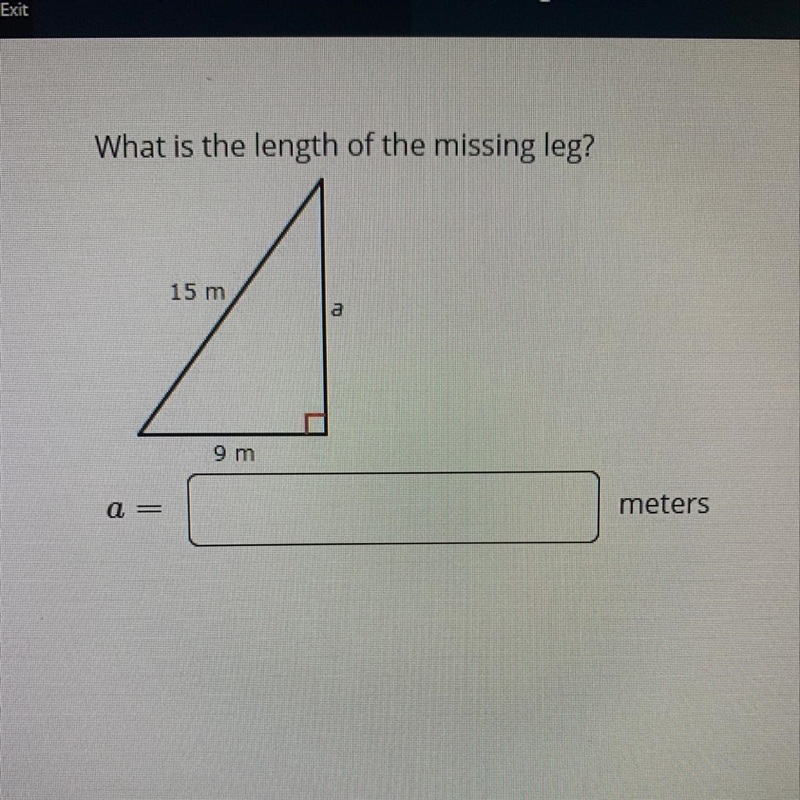 What’s the length of the missing leg ?? Pls help!!-example-1