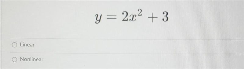 Does the table, graph, or equation represent a linear or nonlinear function? EMERGENCY-example-1