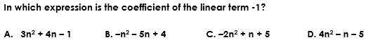 In which expression is the coefficient of the linear term -1?-example-1