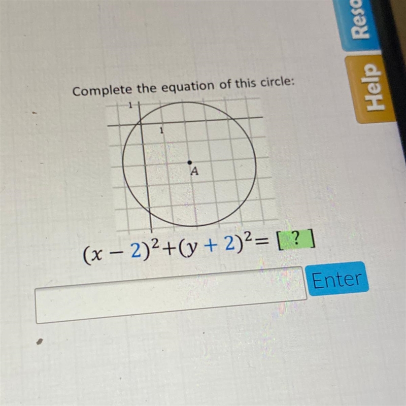 Complete the equation of this circle:-example-1