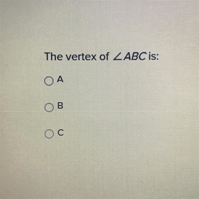 The vertex of ABC is: А В C-example-1