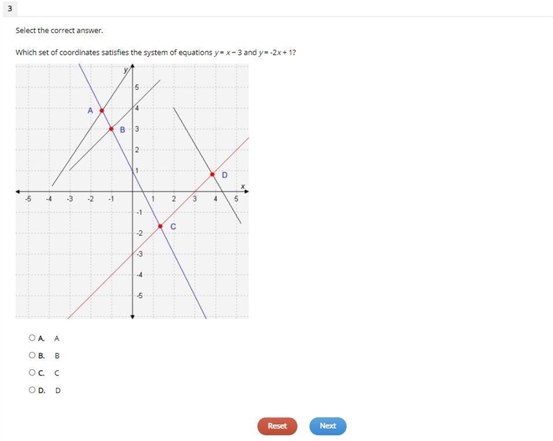 3 Select the correct answer. Which set of coordinates satisfies the system of equations-example-1