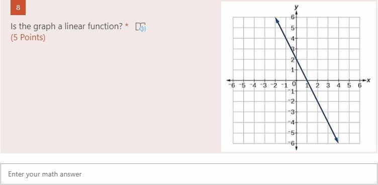 Is the graph a linear function? (Enter a math answer)-example-1