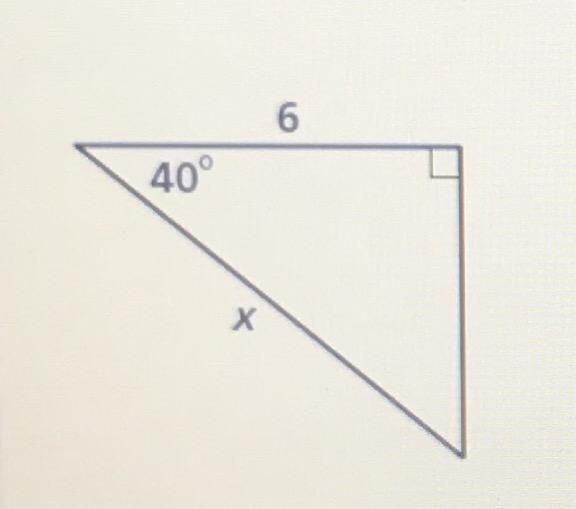 Find the value of x. Round to the nearest tenth A.4.6 B. 5.0 C. 7.8 D. 9.3-example-1