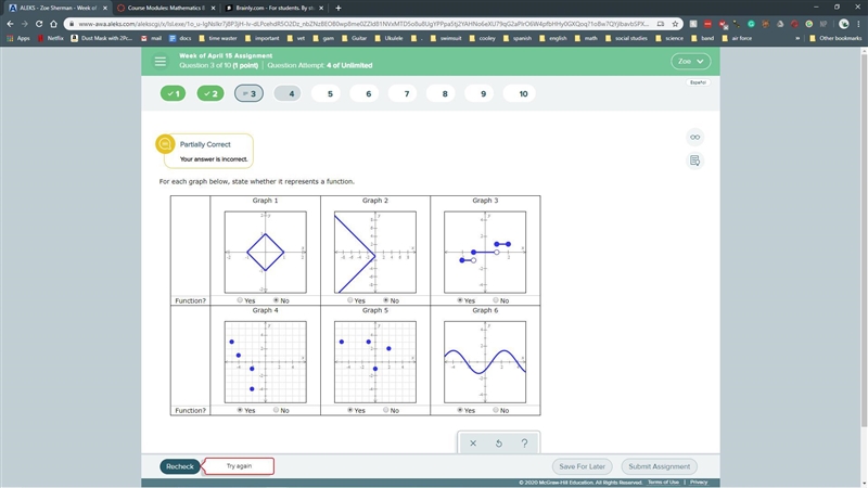 For each graph below, state whether it represents a function. HELP! idk what the dots-example-1