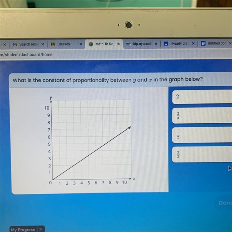 Please help me what is the constant of proportionality between y an x in the graph-example-1