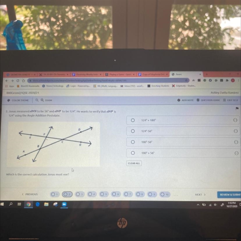 2. Jonas measured ZDCG to be 56° and ZDCF to be 124. He wants to verify that DCF is-example-1