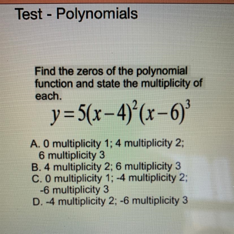 Find the zeros of the polynomial function and state the multiplicity of each-example-1