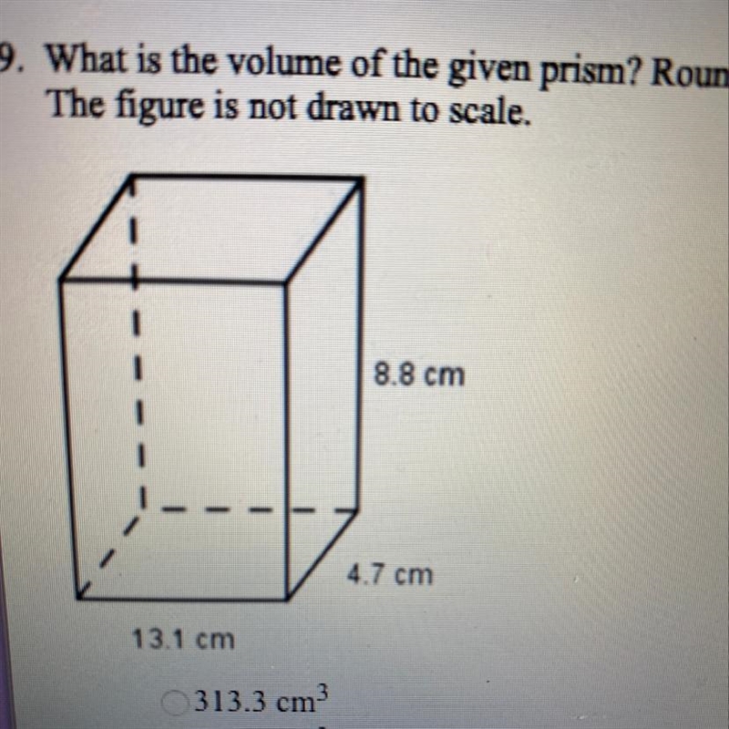 9. What is the volume of the given prism? Round the answer to the nearest tenth of-example-1