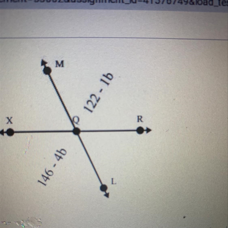 Given that MQL =180° and XQR = 180°, which equation could be used to solve problems-example-1