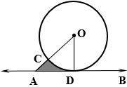 Given: AB tangent at D, AD = OD = 4 Find: Area of the shaded region-example-1