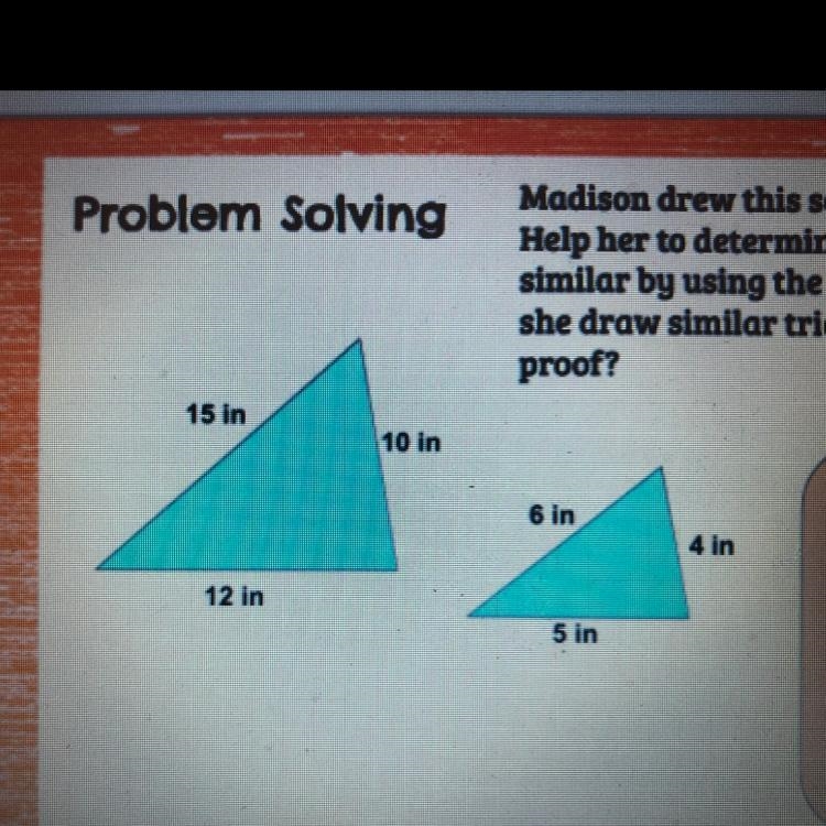 Are the triangles similar? Explain why or why not-example-1