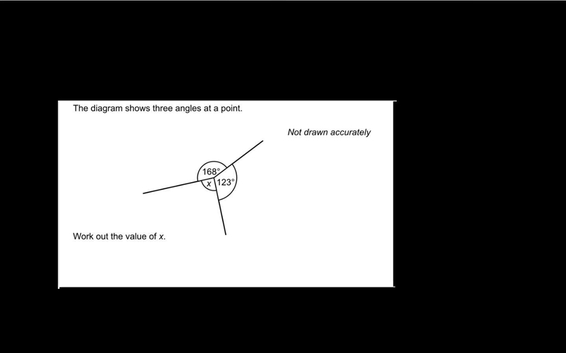 The diagram shows three angles at point. Work out the value of x-example-1