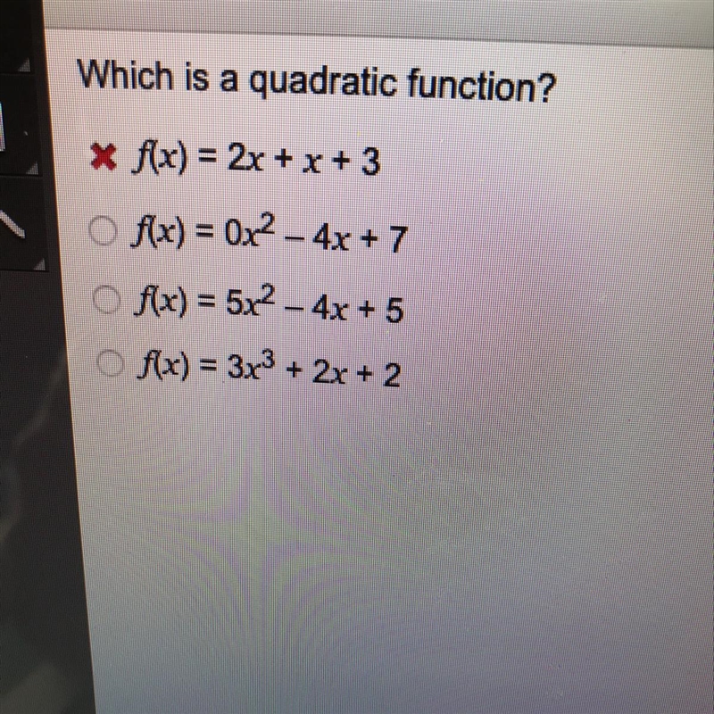 Which is a quadratic function?-example-1