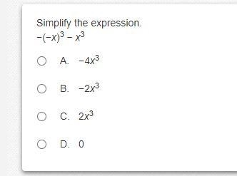 What are the steps to simplifying -(x)³-x³ and what is the answer?-example-1