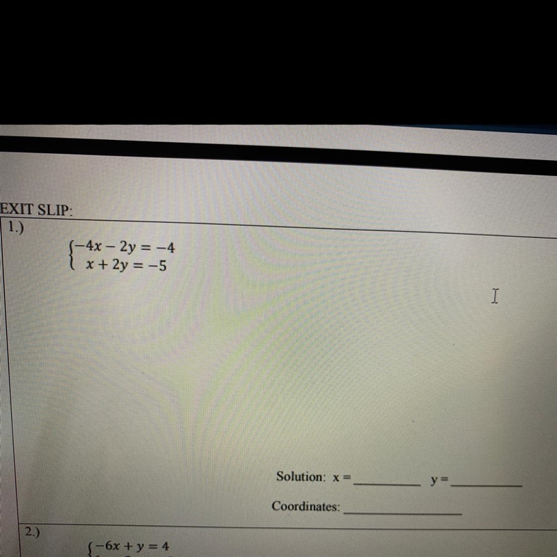 #1 Solving systems of equations by elimination Show work please!!-example-1