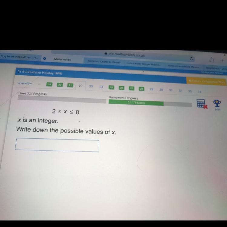 Write Down the possible values of x-example-1