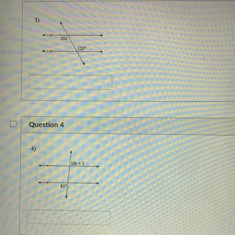 Solve for x for questions 3 & 4-example-1