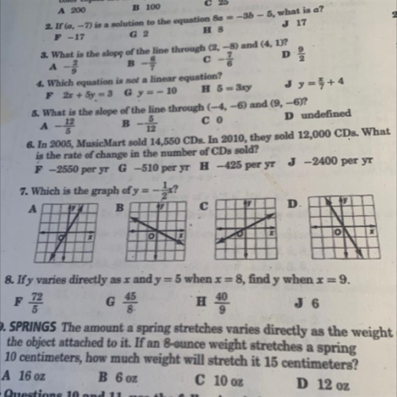 (#7.) Which is the graph of y= -1/2x ?-example-1