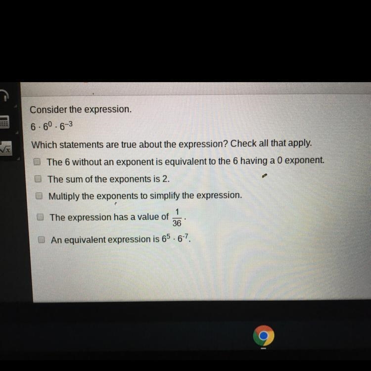 Consider the expression. 6.60 6-3 | Which statements are true about the expression-example-1