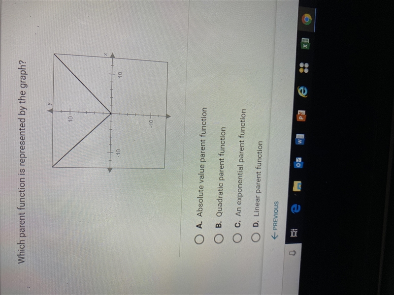 Which parent function is represented by the graph?-example-1