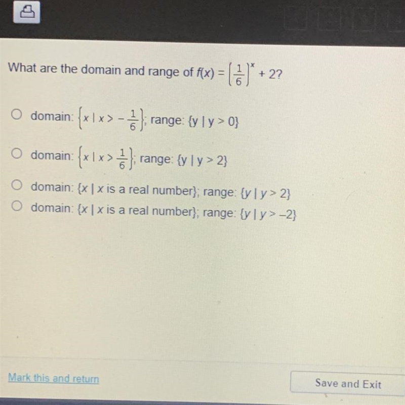 What ate the domain and range of f(x)(1/6)x+2?-example-1