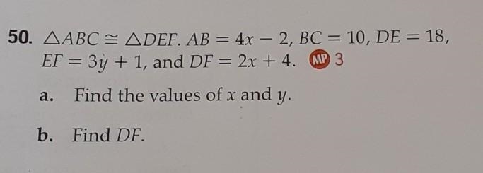 Find the value of x and y. find DF ​-example-1