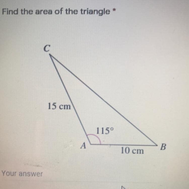 Please help! Find the área of the triangle .-example-1