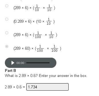 Part A Which expression is NOT equivalent to 2.89 × 0.6?-example-1