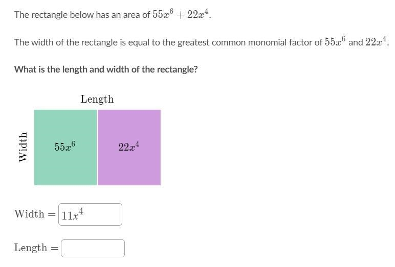 The rectangle below has an area of...-example-1