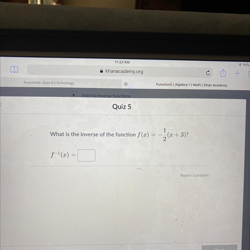 What is the inverse of the function f(x)=-1/2(x+3)-example-1