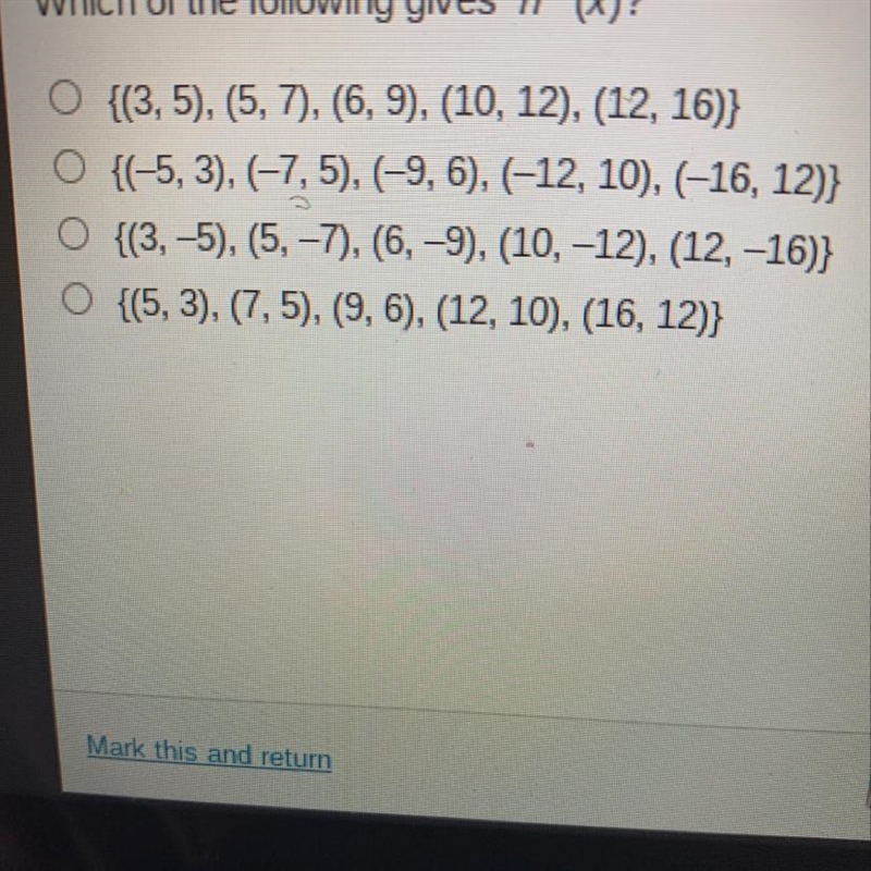 H(x) = {(3,-5), (5.-7), (6,-9), (10, -12), (12,1-16)} Which of the following gives-example-1