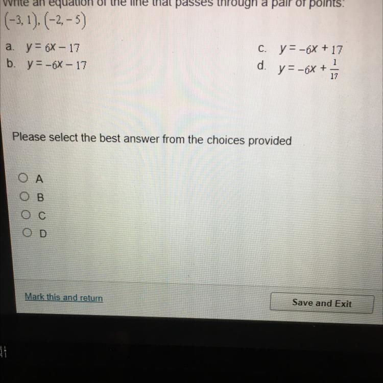 Write an equation of the line that passes through a pair of points: (-3,1). (-2,-5)-example-1