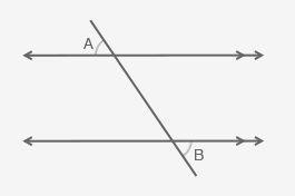 A pair of parallel lines is cut by a transversal, as shown: Which of the following-example-1