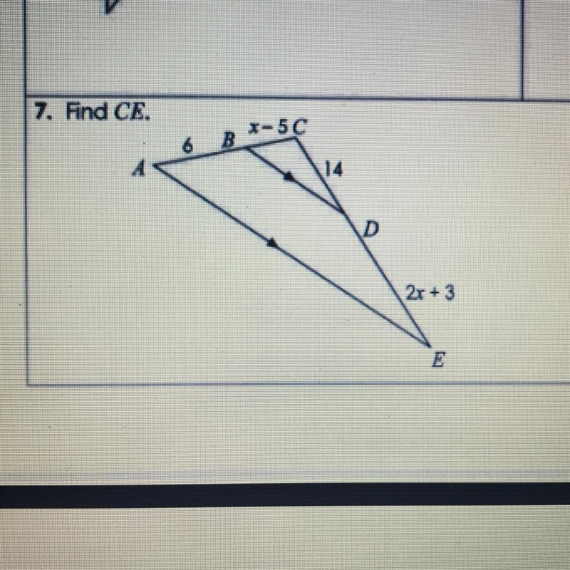 Help please!! Find CE (parallel lines and proportional parts)-example-1