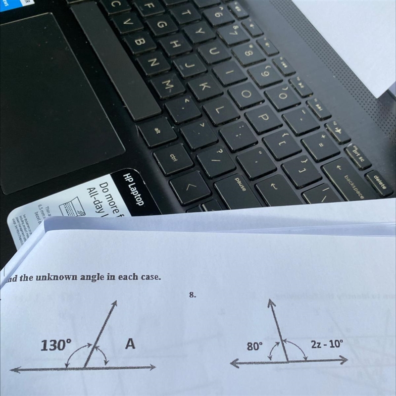 Find the unknown angle in each case.-example-1