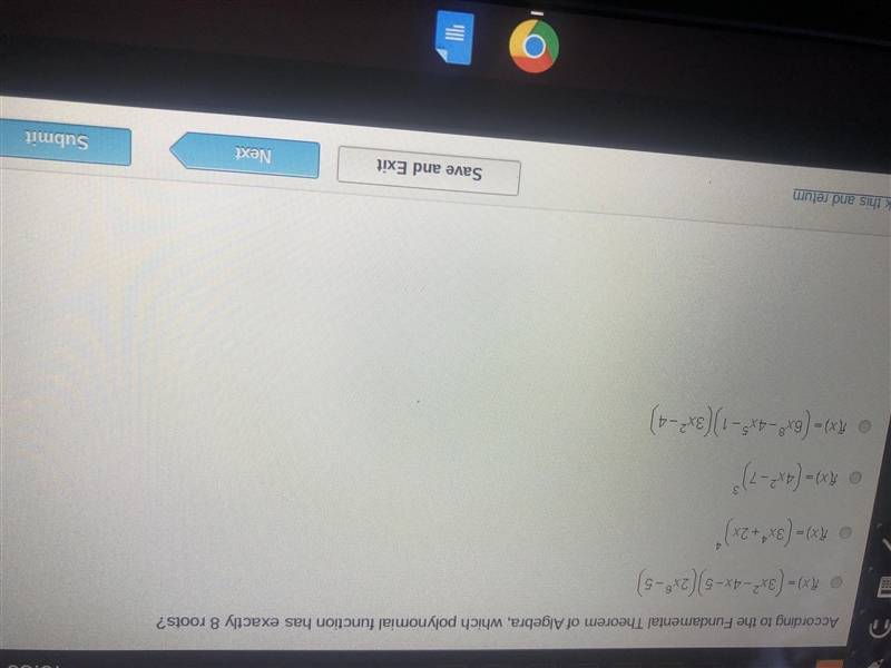 According to the fundamental theorem of algebra which polynomial function has exactly-example-1