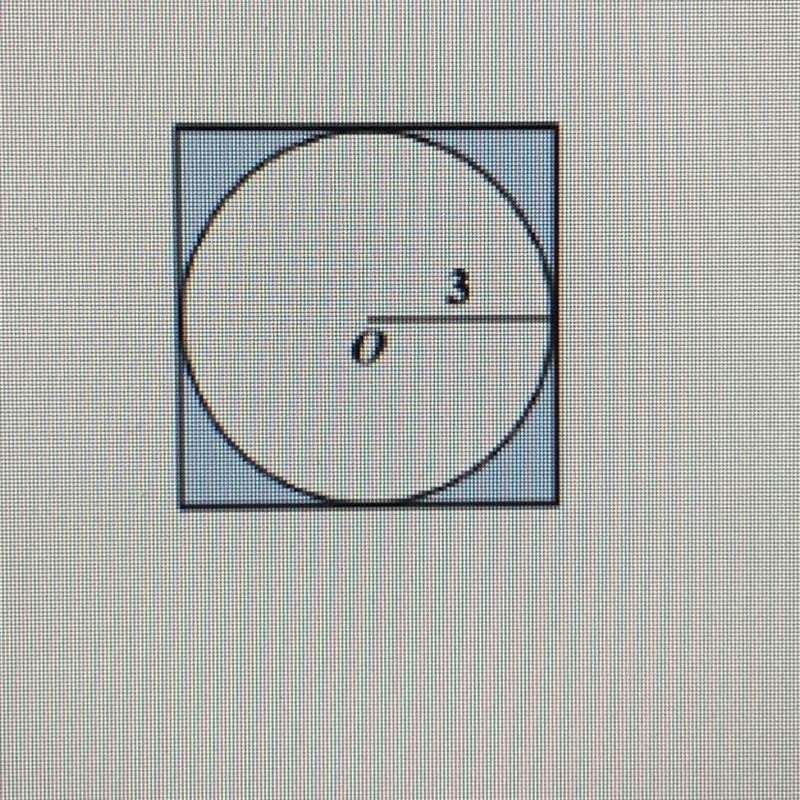 3. In the figure shown, a circle with center O and radius of length 3 units is inscribed-example-1