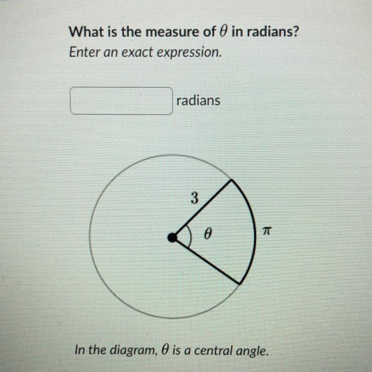 What is the measure of 0 in radians? Enter an exact expression. radians 3 7 In the-example-1