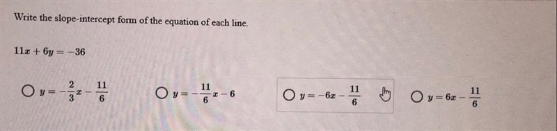 Write the slope intercept form of the equation of each line plz-example-1