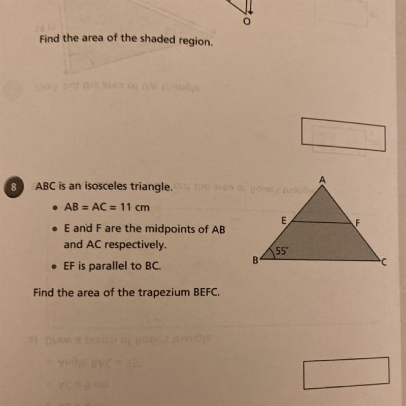 PLEASE HELP ME ASAP PIC ATTACHED 8. ABC is an isosceles triangle. • AB = AC = 11 cm-example-1