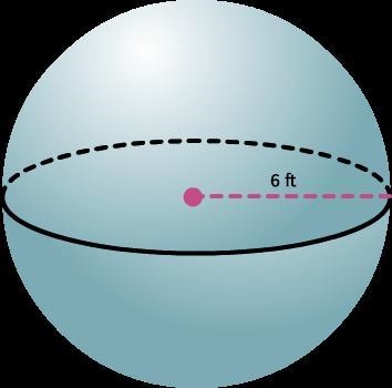 What is the volume of a sphere whose radius is 6 ft? 48π ft3 324π ft3 288π ft3 144π ft-example-1